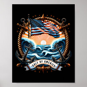 Retro Gulf of US America Est 2025 American Flag G Poster