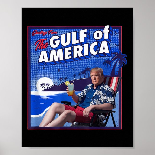 Retro Gulf of US America Est 2025 American Flag G Poster (Vorne)