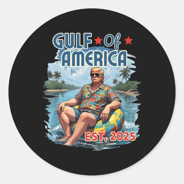 Retro Gulf of US America Est 2025 American Flag G Runder Aufkleber (Vorderseite)