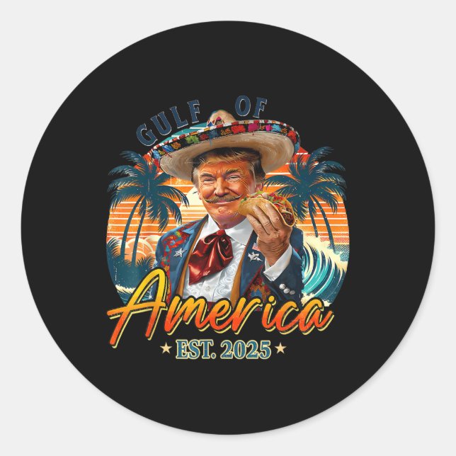 Retro Gulf of US America Est 2025 American Flag G Runder Aufkleber (Vorderseite)