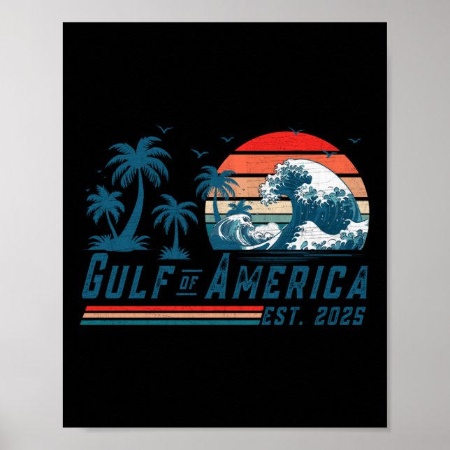 Retro Gulf of US America Est 2025 American Flag L Poster (Vorne)