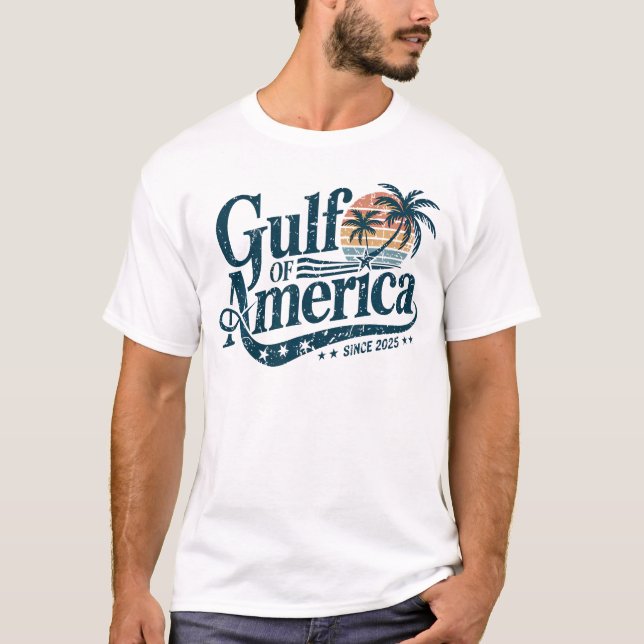 Retro Gulf of USA 2025 American Flag Mexiko T-Shirt (Vorderseite)