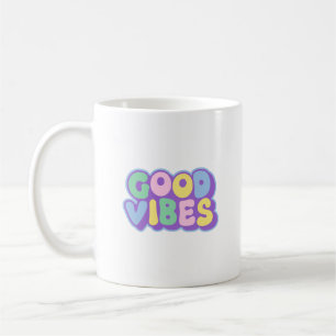 Retro-Gute-Laune-Bunt-Blasen-Schrift-Kaffeetasse Kaffeetasse