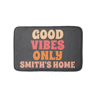 Retro Gute Vibes Only Name personalisieren Badematte