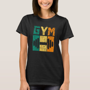 Retro GYM Grunge Dumbell T-Shirt