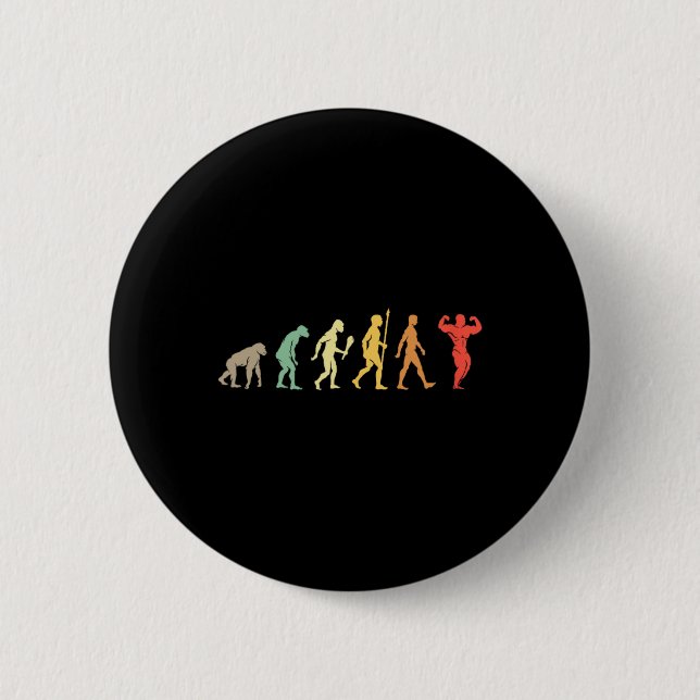 Retro-Gym-Motivationsgeschenk-Idee Lustiger Körper Button (Vorderseite)