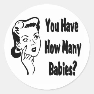 Retro haben Sie, wieviele Babys? Runder Aufkleber