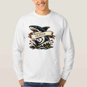 Retro-Hai-Tattoo-Nautik T-Shirt