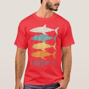 Retro-Hai Vintage-Weißer Hai Fisch-Angeln T-Shirt