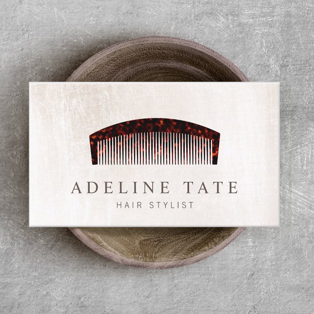 Retro Hair Stylist Tortoiseshell Comb Visitenkarte (Von Creator hochgeladen)