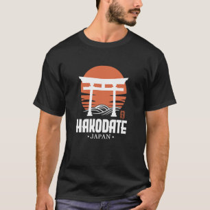 Retro Hakodate Japan Torii-Tor japanische Kanji-Er T-Shirt