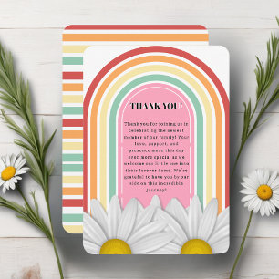 Retro Half Daisy Baby Dusche Dankeskarte