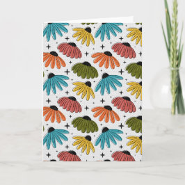 Retro Halftone Coneflowers Karte