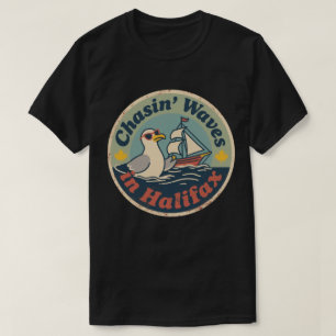 Retro Halifax Möwe Wellen T-Shirt