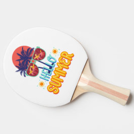 Retro Hallo Sommer Strand Vibes Palme Baum Rücken Tischtennis Schläger