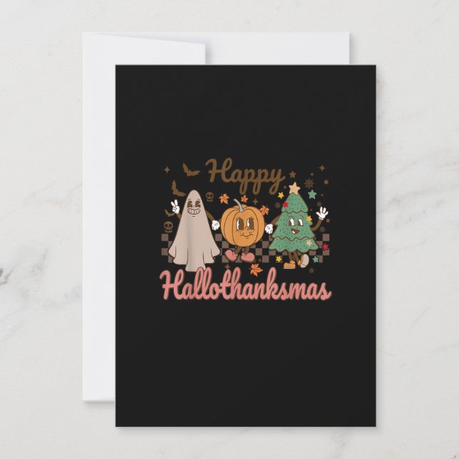 Retro Hallothanksmas Halloween Erntedank Christ Einladung (Vorderseite)