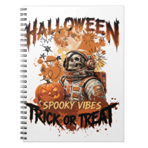 Retro-Halloween-Astronauten-Notizbuch Notizblock