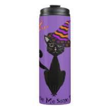 Retro Halloween Black Blasé Cat mit Hexenhut