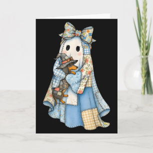 Retro Halloween Blau Denim Geist Dachshund Lustig Karte