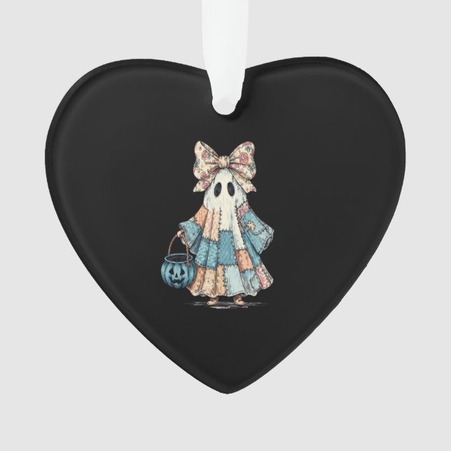 Retro Halloween Blue Denim Ghost Ornament (Vorderseite)