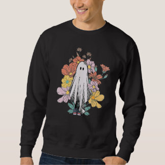 Retro-Halloween-Blumen-Geist Gruselige Saison Hall Sweatshirt