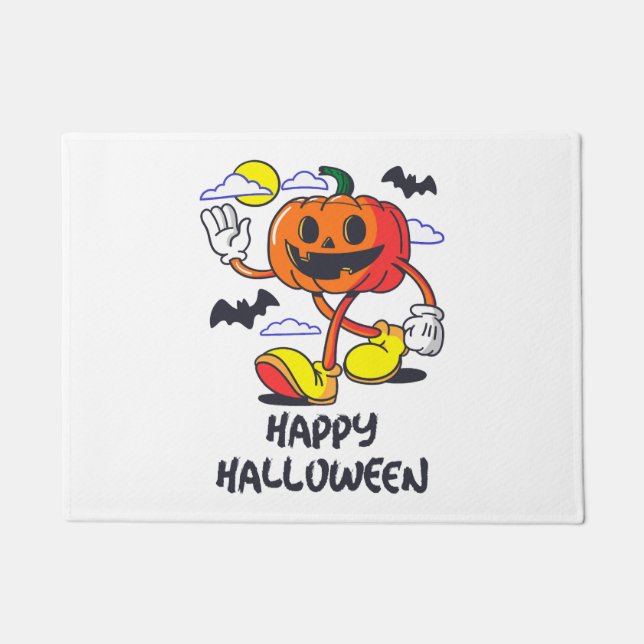 Retro Halloween Comic Pumpkin Illustration Fußmatte (Vorderseite)