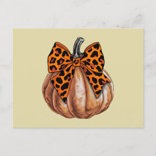 Retro Halloween Coquette Bow Pumpkin Spooky Fall Postkarte