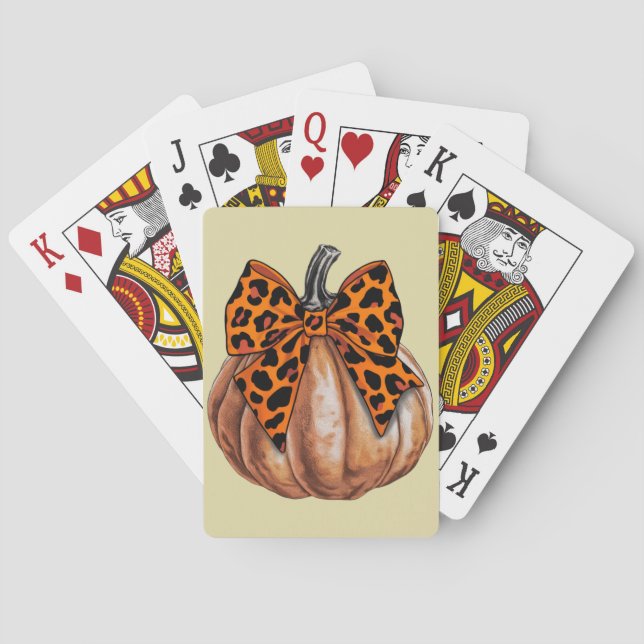 Retro Halloween Coquette Bow Pumpkin Spooky Fall Spielkarten (Rückseite)