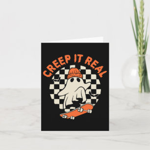 Retro Halloween Creep It Real Ghost Boy Fall Seaso Karte