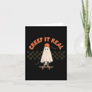 Retro Halloween Creep it real Ghost Boy Fall Seaso Karte