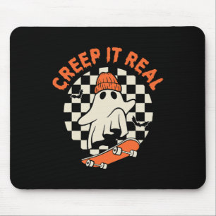 Retro Halloween Creep It Real Ghost Boy Fall Seaso Mousepad