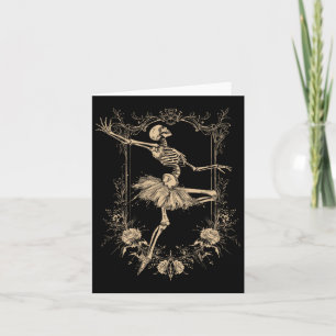 Retro Halloween Dancing Ballerina Skeleton Goth De Karte