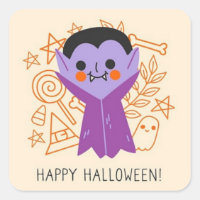 Retro Halloween Dracula Spooky Square Sticker