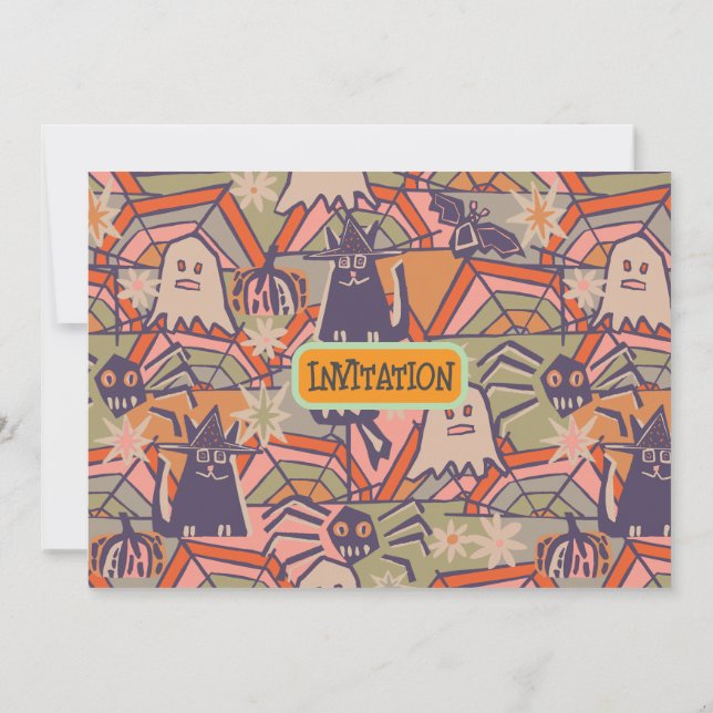 Retro Halloween Einladung (Rückseite)
