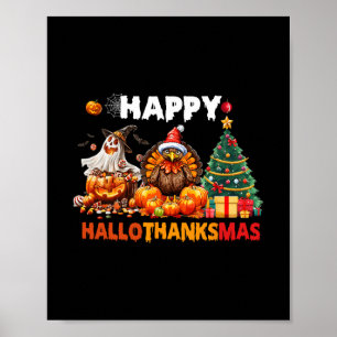 Retro Halloween Erntedankfest Weihnachten Frohes H Poster