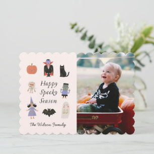 Retro-Halloween-Familienfoto mit individuellen Cha