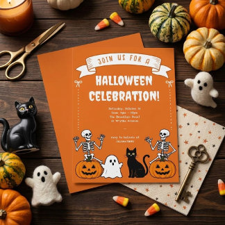Retro-Halloween-Feier-Banner-Band-Skelett Einladung