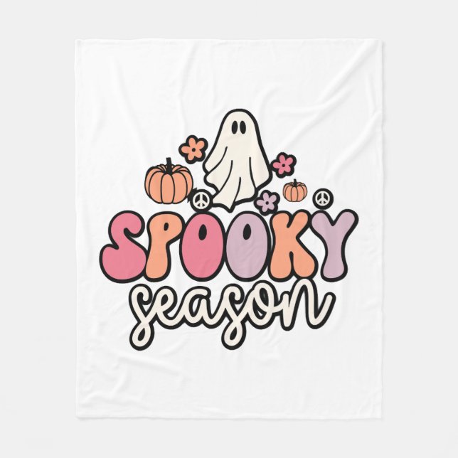 Retro Halloween Fleecedecke (Vorderseite)