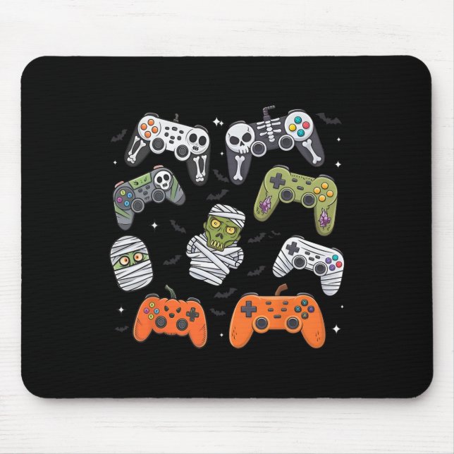 Retro Halloween Gaming Controller Skeleton Game Ha Mousepad (Vorne)