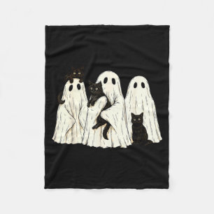 Retro-Halloween-Geist mit schwarzer Katzen-Kostüm Fleecedecke