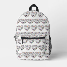Retro Halloween Geister und Kürbisherzen Bedruckter Rucksack