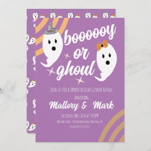 Retro Halloween Gender Reveal Groovy Party Einladung