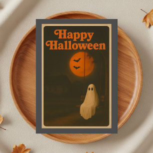 Retro Halloween Ghost Moon Karte