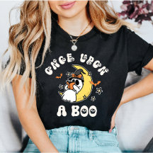Retro Halloween Ghost Reading "Once Upon a Boo"