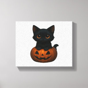 Retro Halloween Ghost und Kat Oversifizierter T - Leinwanddruck