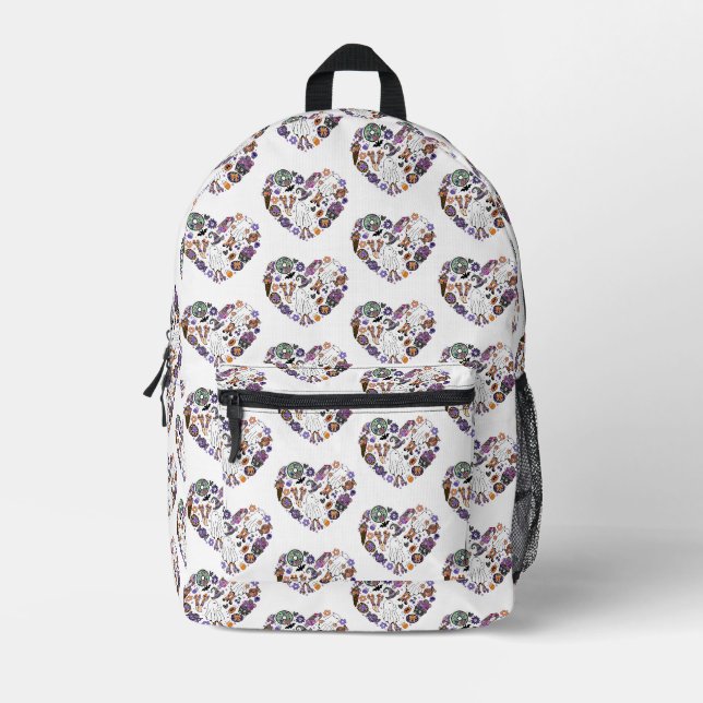 Retro Halloween Ghosts mit Roller Blades Bedruckter Rucksack (Vorderseite)