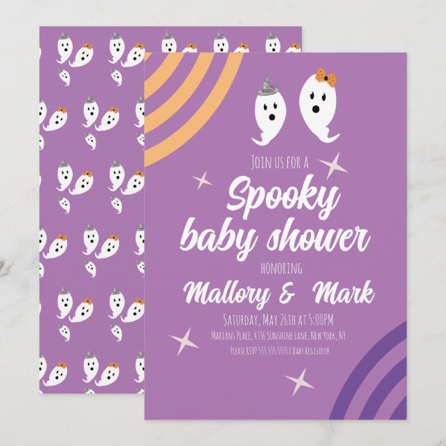 Retro Halloween Groovy Party Babydusche Einladung (Vorne/Hinten)