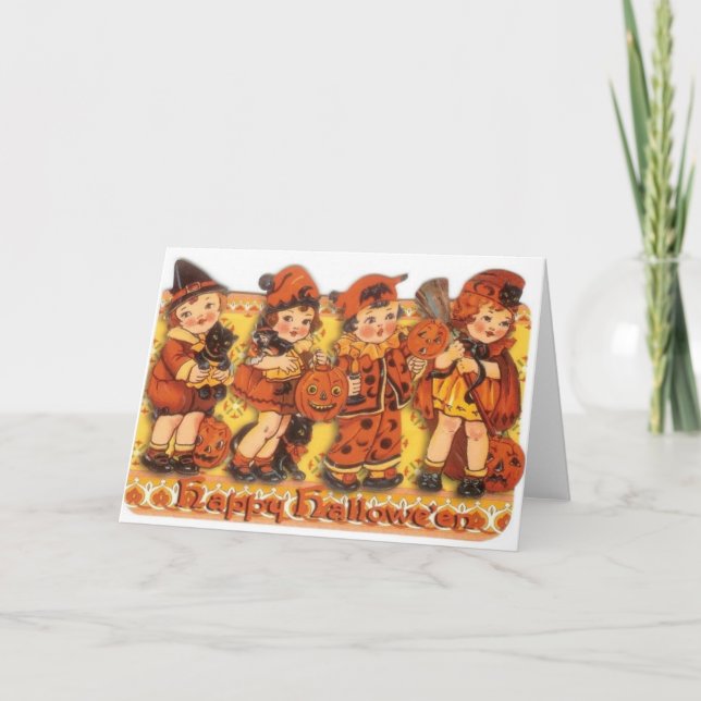Retro Halloween-Gruß-Karte Karte (Vorderseite)