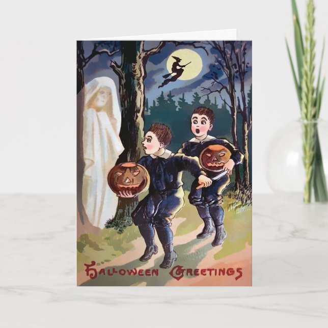 Retro Halloween Grußkarte Feiertagskarte (Vorderseite)