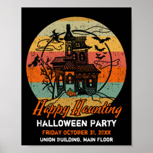 Retro Halloween Happy Haunting Spuk House Poster